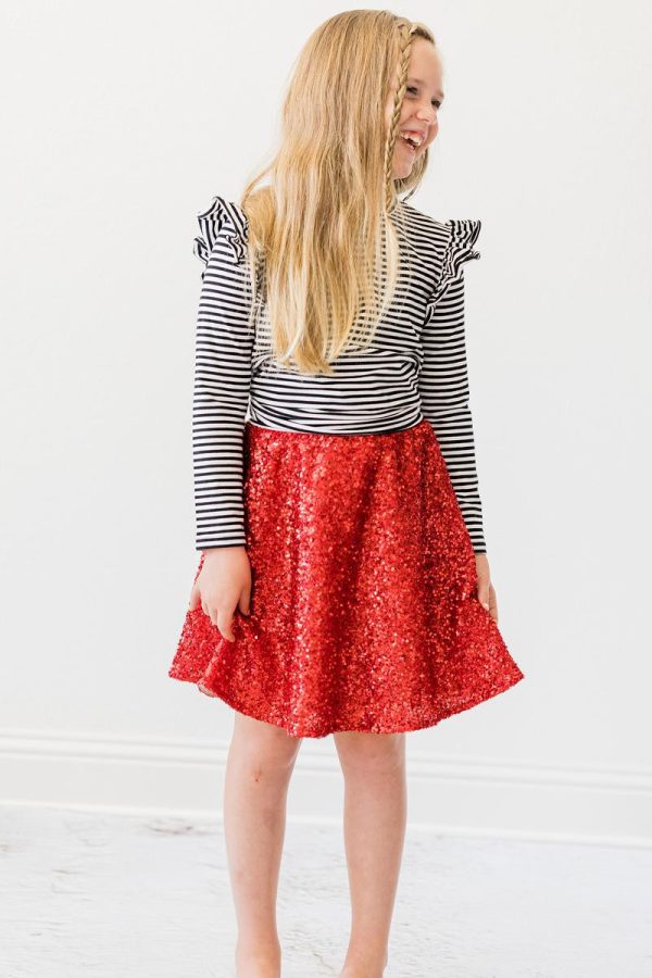 Black & White Stripe L S Ruffle Tee on Sale - Image 2