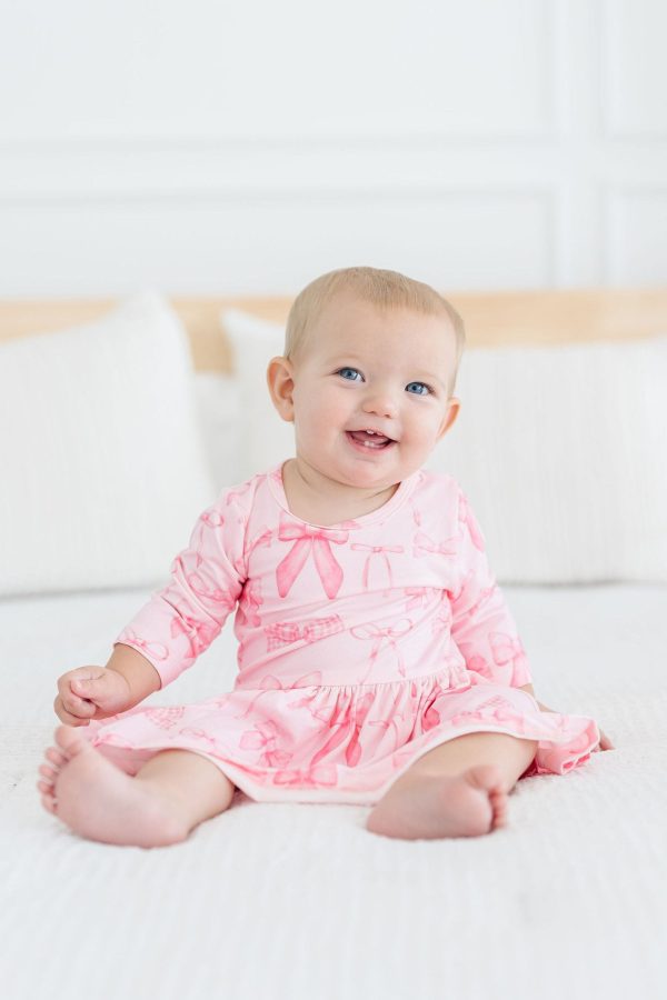 Blushing Bows 3 4 Sleeve Twirl Bodysuit For Cheap - Image 3