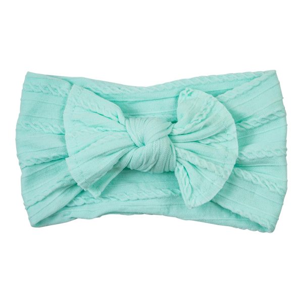 Mint Cable Knit Nylon Headwrap For Discount