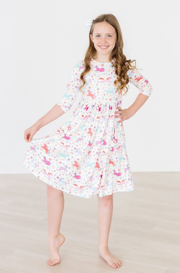 Unicorn Wish 3 4 Sleeve Pocket Twirl Dress Online - Image 4