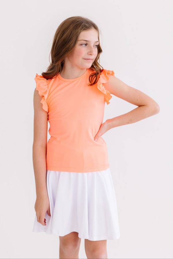 Neon Coral S S Ruffle Tee Hot on Sale - Image 3