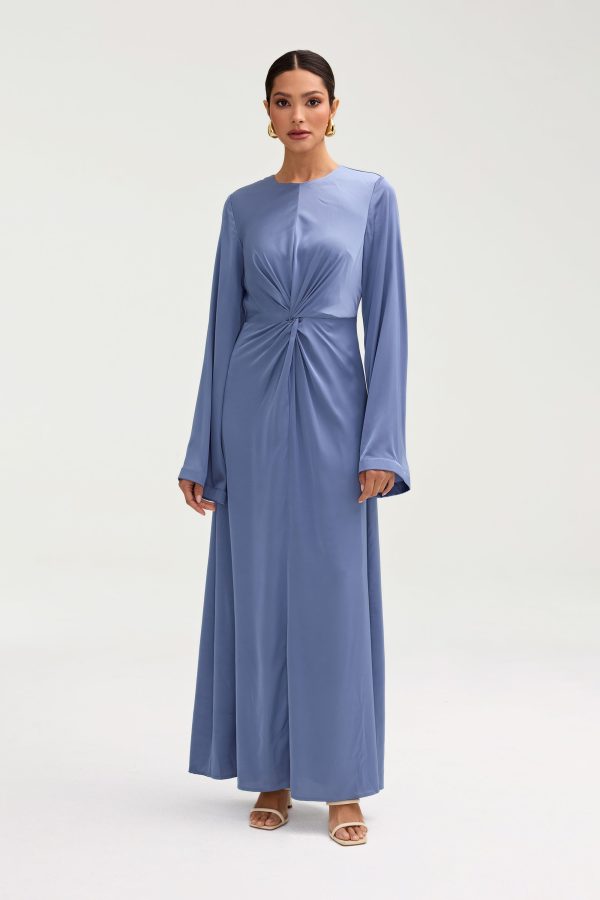 Duha Satin Twist Front Maxi Dress - Dusty Blue Online now