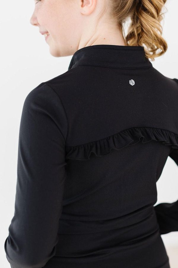 Balanced Black Full-Zip Ruffle Active Jacket For Cheap - Image 2