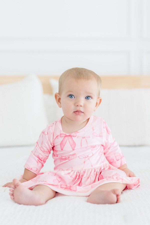 Blushing Bows 3 4 Sleeve Twirl Bodysuit For Cheap