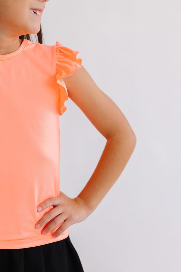 Neon Coral S S Ruffle Tee Hot on Sale - Image 4