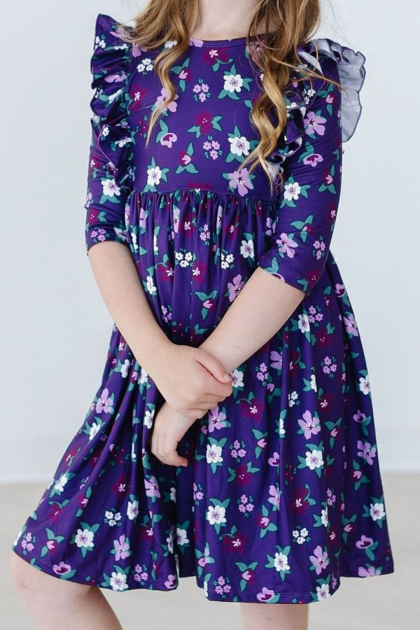 Violets in Bloom Ruffle Twirl Dress Online