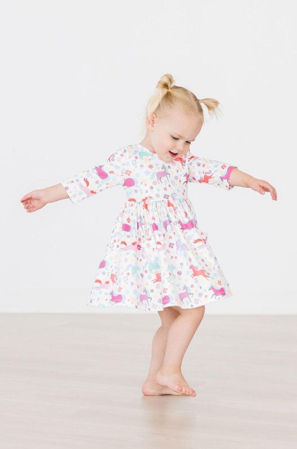 Unicorn Wish 3 4 Sleeve Pocket Twirl Dress Online - Image 3