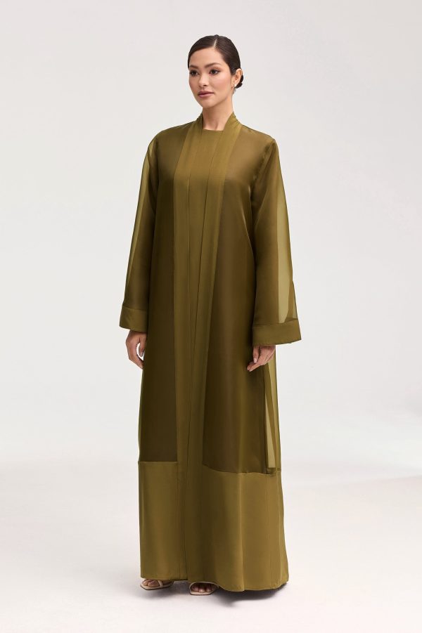 Estee Viscose Open Abaya - Olive Night on Sale - Image 3