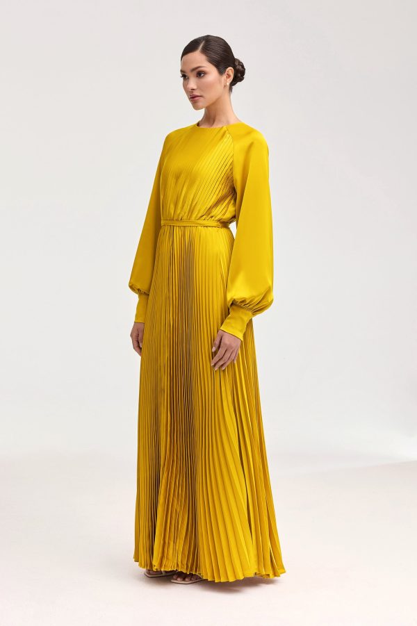 Nadira Satin Pleated Maxi Dress - Honey Supply - Image 3