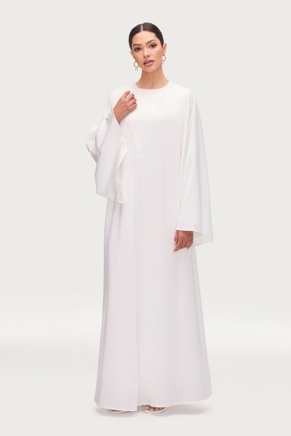 Arwa Flare Sleeve Open Abaya - White Cheap - Image 2