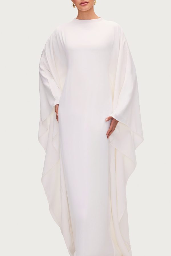 Amira Butterfly Inner Tie Abaya Dress - White Supply - Image 2