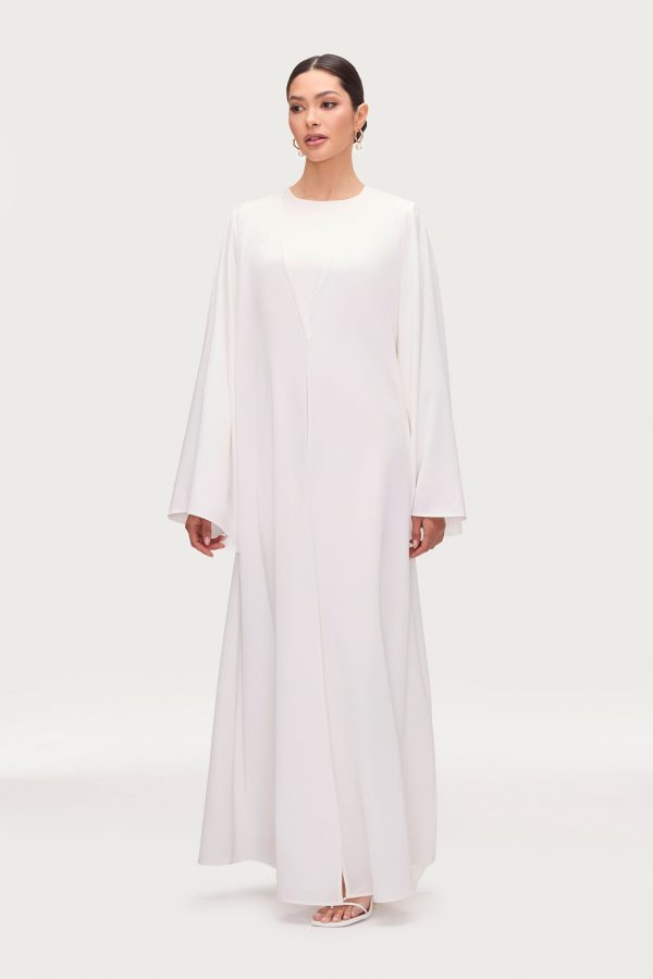 Arwa Flare Sleeve Open Abaya - White Cheap - Image 4