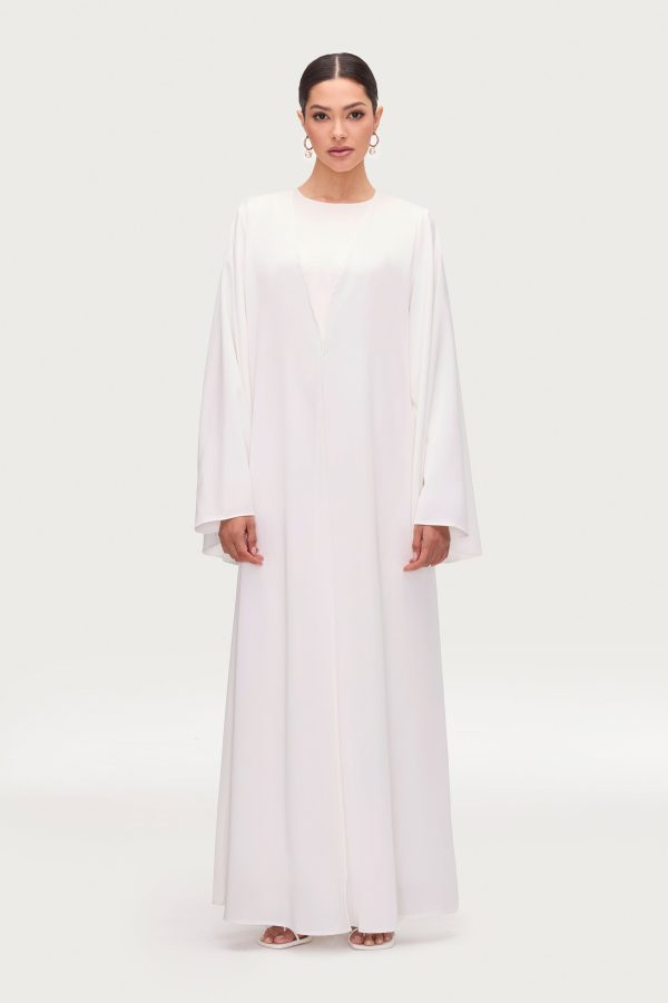 Arwa Flare Sleeve Open Abaya - White Cheap