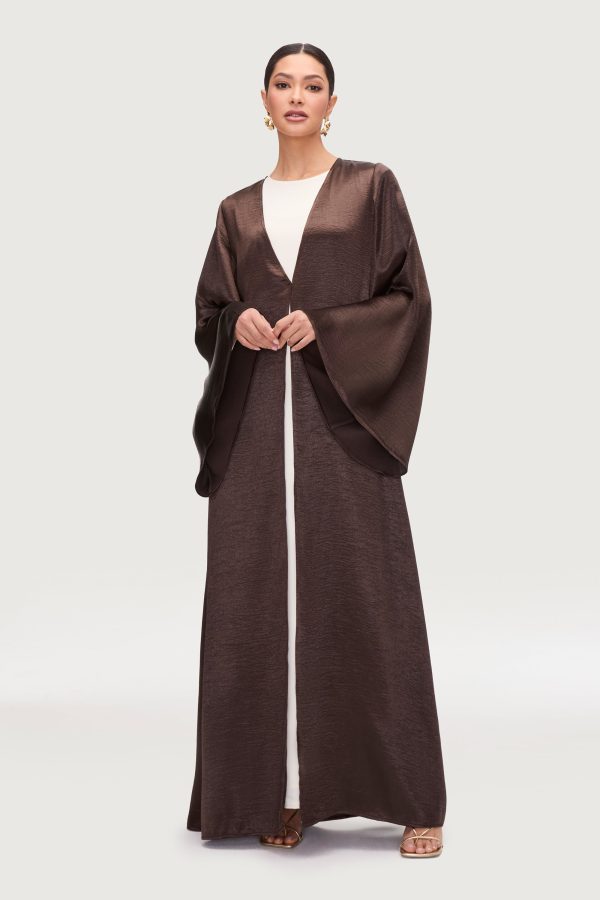 Liana Flare Sleeve Open Abaya - Black Coffee Online