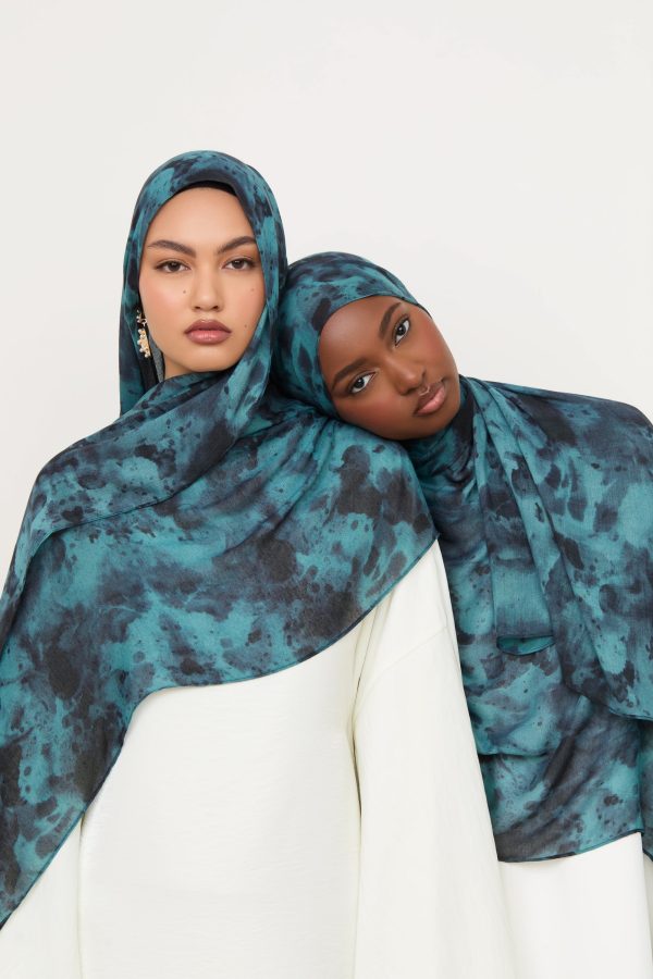 Printed Modal Hijab - Ocean Jade For Cheap - Image 5