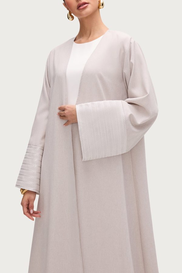 Basma Embroidered Open Abaya - Stone For Cheap - Image 2