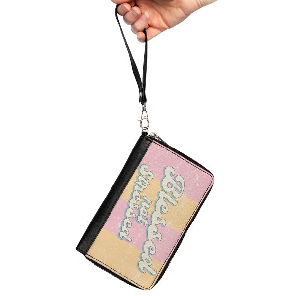 PU Zip Around Wallet Rectangle - BLESSED NOT STRESSED Quote Stripe Orange Pink White Sale - Image 2